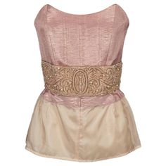 Nina Ricci Bustier top in Pink Cotton and Golden Lurex, (Made in France) Size 40FR. Additional information: Condition: Very good condition Dimensions: Chest: 41 cm - Length: 46 cm Seller Reference: FH180 Rose Gold Top, Collage Pics, Tøp Aesthetic, Top Bustier, 1980s Fashion, Grey Plaid, Couture Tops, Sheer Chiffon, Bustier Top