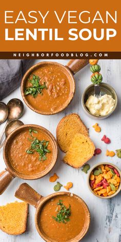 Warm up with this easy Vegan Lentil Soup recipe! Simple, vegetarian, hearty soup is full of flavor, soft, and comforting perfect for cozy winter dishes. Save this easy lentil soup for a nutritious, satisfying meal that’s ideal for any chilly day!