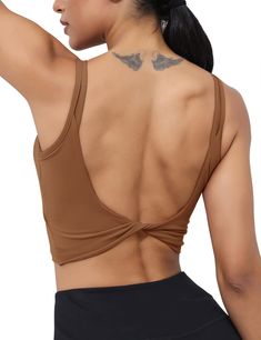 PRICES MAY VARY. VERSATILE MATERIAL: LUYAA women's sports bra made of a soft performance fabric with moisture wicking, 4-way stretch and breathable , this tank will keep you comfortable throughout. WORKOUT SPORTS BRA WITH PADDING:The backless bra is great for yoga ,weight lifting or other exercise because of the low-medium support. Twist low back highlight your back muscles. OPEN BACK CROP TANK TOP:Built-in bra tanks with multi-purpose designe.You can often wear our crop tops straight from your