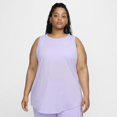 Turn up the heat in this sweat-wicking racerback tank. A roomy fit through the body and hips has a relaxed feeling that lets you move freely wherever your workout takes you. Purple Functional Running Activewear, Purple Moisture-wicking Sports Tank Top, Purple Moisture-wicking Tank Top For Sports, Sporty Purple Running Tops, Casual Purple Top For Running, Moisture-wicking Purple Tops For Running, Purple Moisture-wicking Tops For Running, Purple Sleeveless Activewear For Training, Purple Sleeveless Sportswear Activewear