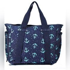 Waterproof Large Beach Tote Bag - Top Zipper, Cooler Pocket, Key Holder, Usb Blue Travel Bag With Zipper Pocket For Daily Use, Blue Rectangular Travel Bag With Zipper Pocket, Blue Tote Travel Bag With Zipper Closure, Blue Travel Bag With Zipper Pocket For Everyday, Blue Multifunctional Bags For Daily Use, Multifunctional Blue Bags For Daily Use, Large Capacity Blue Diaper Bag For Travel, Practical Blue Bag With Zipper Pocket, Multifunctional Blue Bags For Outdoor