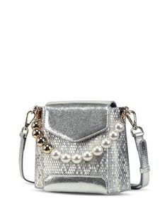 Color: silver High-end Shoulder Bag With Silver-tone Hardware For Shopping, High-end Silver Bags With Silver-tone Hardware, Luxury Evening Shoulder Bag With Silver-tone Hardware, Silver Evening Shoulder Bag With Silver-tone Hardware, High-end Silver Shoulder Bag With Silver-tone Hardware, Pearl Decorations, Luxury Branding Design, Mens Canvas Shoes, Leather Texture