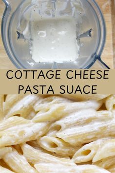 the ingredients for cottage cheese pasta in a blender