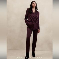 Gorgeous Purple Satin Pants. Nwt. Bundle With Blazer In My Closet For A Discount :) High Rise (10"), Slim Through The Thigh With A Tapered Leg. Ankle Length. Inseam: Regular 27" Front And Back Pockets What Is Cocktail Attire, Summer Cocktail Attire, Dark Red Suit, Bridesmaid Suits, Cocktail Wedding Attire, Cocktail Attire For Women, Cocktail Attire Men, Petite Dress Pants, Side Stripe Trousers