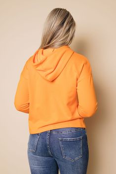 Fit is true to size. Sizing: Small 0-4 Medium 6-8 Large 10-12 XL 14-16 2XL 16-18 Comes in: White, Black & Orange. Model is wearing a size small. 95%Polyester+5%Elastane Hot Jeans, White Hoodie, Jeans Black, Black Orange, Graphic Hoodie, Graphic Hoodies, Beautiful Day, Orange Black, White Jeans