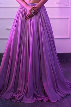 Lilac attached cancan lehenga with beads embroidered waistband. Paired with floral embroidered padded blouse and dupatta. - Aza Fashions Cancan Lehenga, Lehenga Pattern, Padded Blouse, Embroidered Lehenga, Beaded Neckline, Set For Women, Aza Fashion, Lehenga, Lilac