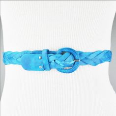 Bcbgeneration Belt Real Leather Blue Braid Braided Woven Weaved Boho Style *** Real Leather New With Tag Choose From Size S Small, M Medium Real Leather Color "Denim" Turquoise Bohemian Western Hippie 70s Coachella Festival Reference Main, (M) Blue Blue Fringe Belt, Double Wrap Belt, Chain Braid, Hippie 70s, Double Buckle Belt, Embellished Belt, Boho Belts, Wide Leather Belt, Coachella Festival