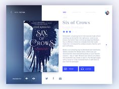 an image of a website page with the title six of crows written on it's front cover