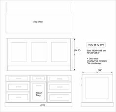 an image of a kitchen cabinet with measurements