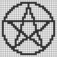 a cross stitched pattern in black and white with the shape of an inverted star