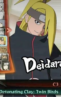 the character is wearing a black outfit with yellow hair and has two different facial expressions on his face