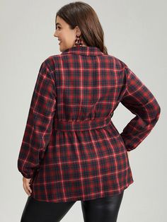 Shop Plaid Shirt Collar Belted Button Through Blouse now and redefine your style with confidence at BloomChic. Tailored for mid and plus-size women. This trendy Tops Women, sizes 10-30. Season:Winter;Color:Raspberry;Style:Elegant;Pattern Type:Plaid;Neckline:Shirt collar;Sleeve Type:Lantern Sleeve;Details:Elastic Waist, Belted, Button;Pocket:No-pocket Plaid Button-up Blouse For Winter, Winter Plaid Button-up Blouse, Womens Trendy Tops, Elegant Pattern, Winter Color, Winter Colors, Lantern Sleeve, Season Winter, Plus Size Blouses