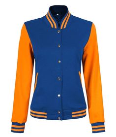 Blue and Yellow Letterman Jacket
Staying warm has never been so stylish. This women's blue and yellow fleece jacket features a rib-knit collar and button closure, two pockets on the front, long sleeves, and a rib-knit cuff. It is perfect for wearing to and from school, in gym class, on the soccer field, or wherever your day takes you! Wear it as a one-piece or with leggings underneath. The lightweight fleece fabric makes it easy to layer without feeling heavy. Blue Ribbed Collar Outerwear For Work, Blue Hooded Outerwear With Contrast Color, Navy Outerwear With Ribbed Collar For Fall, Blue College Varsity Jacket With Button Closure, Blue Varsity Jacket With Button Closure For College, College Blue Varsity Jacket With Button Closure, Blue Cotton Outerwear With Ribbed Collar, Blue Varsity Outerwear With Ribbed Cuffs, Blue Hooded Varsity Jacket With Ribbed Cuffs