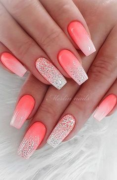 Ombre Gel Nails, Summer Nails Colors Designs, Nails With Glitter, Summer Gel Nails, Baddie Nails, Pretty Nail Art Designs, Colorful Nail Designs, Short Acrylic Nails Designs