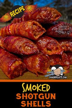 Smoked Shotgun Shells in a pile on a cutting board Grilling Appetizers, Smoked Shotgun Shells, Pit Boss Pellet Grill Recipes, Manicotti Shells, Grilled Appetizers, Bbq Appetizers, Traeger Recipes