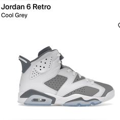 Air Jordan 6 Retro Cool Grey, Size 10 Men’s, Brand New In The Box , Never Worn, Color Way- White/Medium Grey/ Cool Grey, Style-Ct8529-100. Classic Jordan Shoes With Cushioned Footbed, Classic Low-top Jordan Shoes, Classic High-top Jordan Shoes, Air Jordan 6 Retro, Nike Sacai, Skater Shoes, Coach Sneakers, Jordan 6 Retro, Grey Style