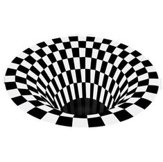 a black and white checkered pattern is shown in the center of this circular object