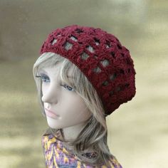 This  boho lace beret  is a perfect summer accessory. It is  so versatile and you can style it so many ways with so many colors.100% cottonOne size  fits an average woman's head.CARE: Hand wash in lukewarm water and dry flat. Do not dry in the dryer!Check out this beret in other color here:Check out this beret in other color here:https://www.etsy.com/listing/289872257/summer-knit-beret-womens-cotton-hats?ref=shop_home_active_3Important Note!Please, keep in mind that colors of images may look sli Beret In Summer, Lace Beret, Casual Cotton Beret Flat Cap, Adjustable Cotton Casual Beret, Casual Hand-knitted Beret One Size, Knitted Beret, African Hats, Knit Beret, Cotton Beanie