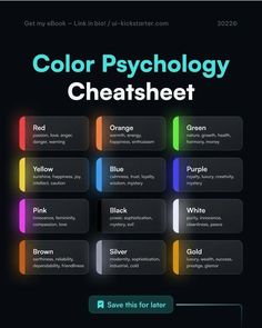 the color psychology chart is shown in this screenshote for adobe and pst