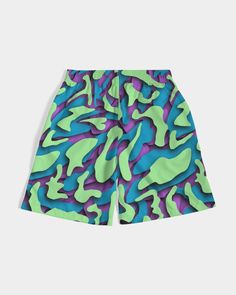 Casual Green Bottoms With Graphic Print, Casual Multicolor Bottoms With Abstract Print, Casual Multicolor Abstract Print Bottoms, Green Graphic Print Bottoms For Summer, Green Graphic Print Shorts For Spring, Green Short Bottoms With Graphic Print, Green Graphic Print Short Bottoms, Short Green Bottoms With Graphic Print, Casual Green Graphic Print Shorts