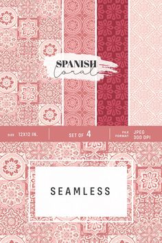 spanish seamless patterns in pink and red