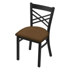 a black and brown chair with a seat cushion