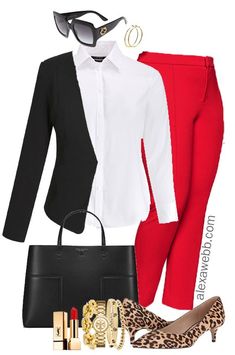 Plus Size Red Pants Work Outfits - Plus Size Work Wear - Plus Size Fashion for Women - alexawebb.com #alexawebb #plussize Plus Size Work Wear, Mode Ab 50, Bright Pants, Plus Size Work, Shorts Skirt, Red Pants, Plus Size Fashion For Women, Womens Fashion For Work