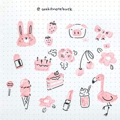 some drawings on a piece of paper with pink ink