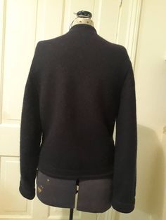 "Beautiful, well made, ladies black wool cardigan. Decorative buttons, pockets, metal logo tag. Geiger brand from Austria. Like new. Size L/Large 38 (pit to pit 20\", sleeves 28\", back length 23\"). FREE SHIPPING" Black Knit Cardigan, Logo Tag, Decorative Buttons, Green Wool, Wrap Sweater, Metal Logo, Cute Sweaters, Wool Cardigan, Metallic Logo