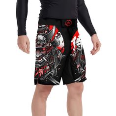 Devil Shogun Fight Shorts Black Techwear Bottoms For Training, Breathable Black Bottoms For Light Sports, Techwear Sports Bottoms With Moisture-wicking, Moisture-wicking Techwear Bottoms For Sports, Moisture-wicking Sports Techwear Bottoms, Breathable Techwear Bottoms For Sports, Moisture-wicking Training Bottoms Techwear, Moisture-wicking Techwear Bottoms For Training, Black Squat Proof Bottoms For Streetwear