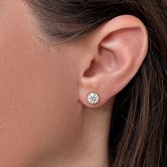 Each Stud Muffin features a 3/4 carat SCS certified Lab Grown Diamond and SCS certified 14K gold. Total carat weight for the pair is 1.5 carat. WEND's take on diamond stud earrings are modern, yet timelessly classic. Our gold is certified recycled 14K, and the settings are handmade in our West Seattle Jewelry studio. We love these snug, yet comfortable silicone/14K gold backs. They hold tight, keep the earring upright and not droopy, and they won't hurt your ears. Once you order, we will start m Classic Diamond White Earrings For Everyday, Classic Diamond White Diamond Earrings For Everyday, Classic Everyday Diamond White Earrings, Everyday White Gold Brilliant Cut Diamond Earrings, Classic Round Diamond Earrings For Everyday, Classic Everyday Round Diamond Earrings, Moissanite Yellow Gold Round Diamond Earrings, Yellow Gold Moissanite Diamond Earrings, Gia Certified Round Diamond Earrings