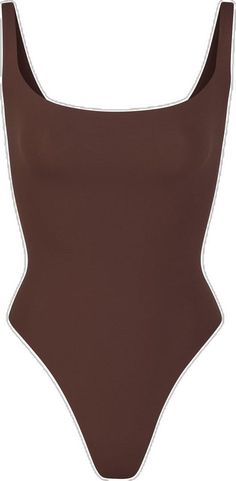 Chic High-cut Bodysuit With Built-in Bra, Chic High Cut Bodysuit With Built-in Bra, Trendy Second-skin Elastane Bodysuit, Chic High Cut Seamless Bodysuit, High Stretch Brown Bodysuit For Summer, Chic Bodycon Bodysuit With Built-in Bra, Fitted Seamless Brown Bodysuit, Brown Stretch Bodysuit, Chic Fitted Scoop Neck Bodysuit