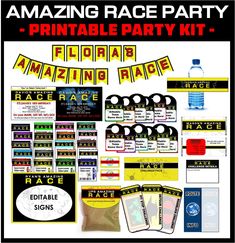 the amazing race party supplies are available for everyone to enjoy