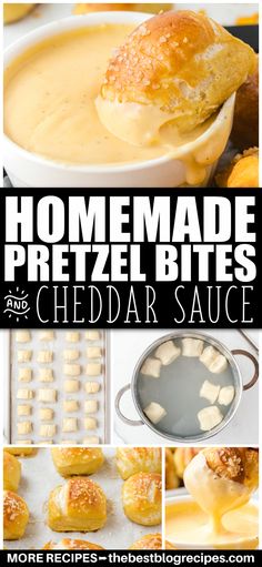 homemade pretzel bites and cheddar sauce are the perfect appetizer