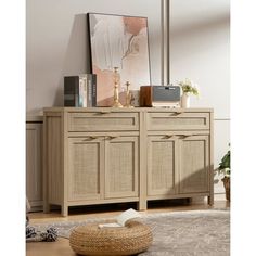 a living room scene with focus on the sideboard