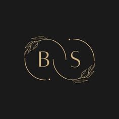 the letter b and s logo is shown in gold on a black background with leaves