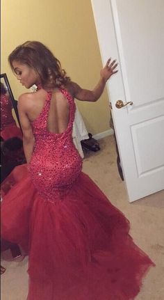 Red Mermaid Dress With Mermaid Hem For Prom, Glamorous Red Homecoming Gown, Red Homecoming Gown, Glamorous Red Gown For Homecoming, Red Carpet Mermaid Dress With Sweep Train For Prom, Mermaid Dress For Prom And Red Carpet, Embellished Mermaid Dress For Homecoming, Red Fishtail Gown For Prom, Red Carpet Mermaid Dress For Prom Season