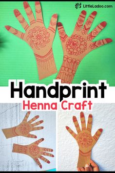 Handprint Henna Craft Around The World Arts And Crafts, All Around The World Crafts For Kids, Multicultural Fair, Around The World Crafts For Kids, Multicultural Crafts, Crafts Classroom, School Age Crafts, Multicultural Activities, Diwali Activities