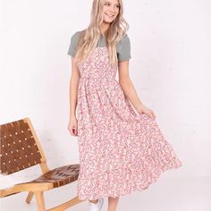 Bnwt Pink Floral Sundress. Smocking On The Sides Of Bodice. Knee Length. Fully Lined Casual Maxi Dress With Ditsy Floral Print For Brunch, Casual Floral Dress With Smocked Back For Brunch, Casual Ditsy Floral Print Maxi Dress, Casual Sundress With Ditsy Floral Print For Day Out, Casual Ditsy Floral Print Sundress For Day Out, Yellow Smock Dress For Brunch, Midi Sundress With Ditsy Floral Print, Ditsy Floral Print Midi Sundress, Casual Midi Sundress With Ditsy Floral Print