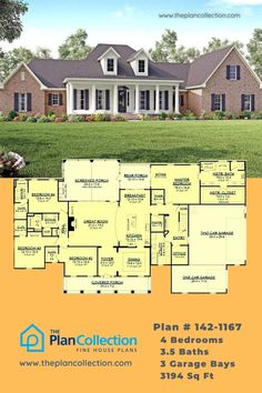 luxury country house plans, Plan # 142-1167 Country House Plans, Traditional Home, Country Design, Country Charm, Country Home, The Plan