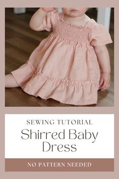 Step by step sewing tutorial to make a cute cottagecore style shirred baby dress, using one of your daughter's shirts to get the pattern started. Perfect for linen or cotton fabrics. Vintage, boho, classic style. Toddler Dress Crochet Pattern Free, Little Baby Girl Dress Pattern, Baby Clothing Patterns, Sewing Cottagecore, Baby Dress Sewing Pattern, Boho Classic Style, Nadja Doll, Flower Girl Dress Pattern