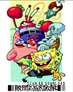 an advertisement for spongebob and other cartoon characters