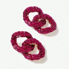 Upgrade your earring game with our Intertwined Chain Pattern Rhinestone Voluminous Earrings. Its hot pink color pops with any outfit, while the intricate chain pattern and sparkling rhinestones add a touch of glamour. Make a statement with these stunning earrings. Material: Cubic Zirconia * Return and exchange are not supported Trendy Evening Jewelry With Rhinestones, Pink Metal Earrings With Rhinestones, Crystal Jewelry With Chain Link For Parties, Party Crystal Chain Link Jewelry, Trendy Sparkling Jewelry For Party, Trendy Crystal Rhinestone Earrings For Evening, Trendy Rhinestone Crystal Earrings For Evening, Trendy Evening Crystal Earrings With Rhinestones, Trendy Crystal Earrings For Party