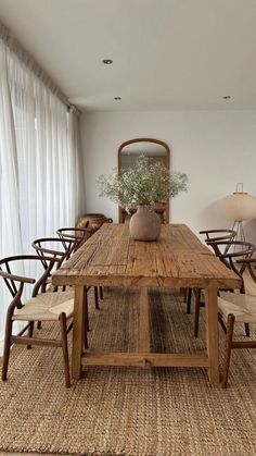 Dark Walnut Rattan seat Dining Room Chairs Dining Room Inspiration, Dream House Decor, Dining Room Design, Bathroom Renovations, House Inspiration, 인테리어 디자인, Bathroom Remodel