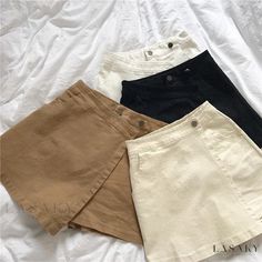 Lasaky - High-Waisted Leisure Skirt Shorts for Campus Wear Casual Denim Shorts, Aesthetic Clothing Stores, Campus Style, Egirl Outfits, Skirt Shorts, A Line Shorts, Irregular Hem, Casual Skirt, Skirt Design