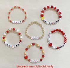 Chiefs Inspired Beaded Bracelets, Kelce Era Bracelet, Chiefs Bracelets, Gift for Her - Etsy Eras Your Bracelet, Chiefs Heishi Bracelet, Chiefs Bracelet Ideas, Chiefs Friendship Bracelet, Kc Chiefs Bracelets, Kc Chiefs Beaded Bracelet, Kc Chiefs Bracelet, Beaded Braclets, Homemade Jewelry