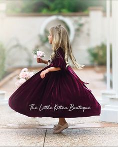 Winter Flower Girl Dress, Velvet Christmas Dress, Black Holiday Dress, Girls Velvet Dress, Velvet Holiday Dress, Wedding October, Hunter Wedding, Victorian Fashion Dresses, Dusty Pink Dresses