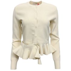 Alexander Mcqueen Ivory Ruffle Cardigan Condition: Never Worn, With Tag Fabric Content: 62% Viscose / 25% Polyamide / 12% Polyester / 1% Elastane Care: Dry Clean Country Of Origin: Italy Color: Ecru Closure / Opening: Button Front Size X Small Bust 16" Waist 13.5" Hip 13.5" Shoulder 13.75" Sleeve 24" Length 20.5" Size Medium Bust 16.25" Waist 13.75" Hip 13.75" Shoulder 14.255" Sleeve 24.25" Length 20.75" Material: Viscose Category: Clothing Subcategory: Knitwear Sub Sub Category: Cardigan ** Pho Fitted Luxury Beige Cardigan, Luxury Fitted Beige Cardigan, Fitted Luxury White Cardigan, Luxury Fitted White Cardigan, Elegant Off White Winter Cardigan, Elegant Fitted Cardigan In Winter White, Chic Fitted Winter White Cardigan, Elegant Fitted Winter White Cardigan, Chic White Formal Cardigan