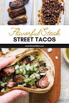 steak street tacos on a cutting board