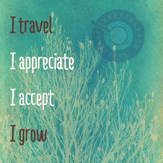 a book cover with the words i travel i appreciatet i acceptt i grow